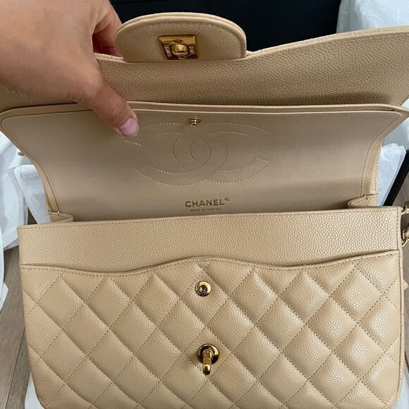 100% authentic CHANEL jumbo double flap beige clair caviar GHW - Picture 7 of 8
